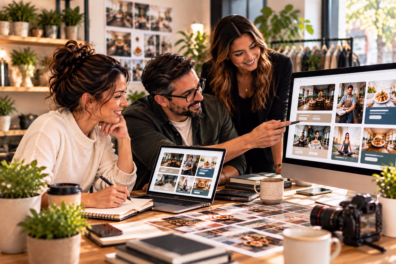 Canadian business owner working with a marketing team on FIA Growth Engine integrated digital marketing