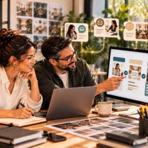 Canadian business owner and automation specialist reviewing an AI CRM sales pipeline and customer follow-up workflows