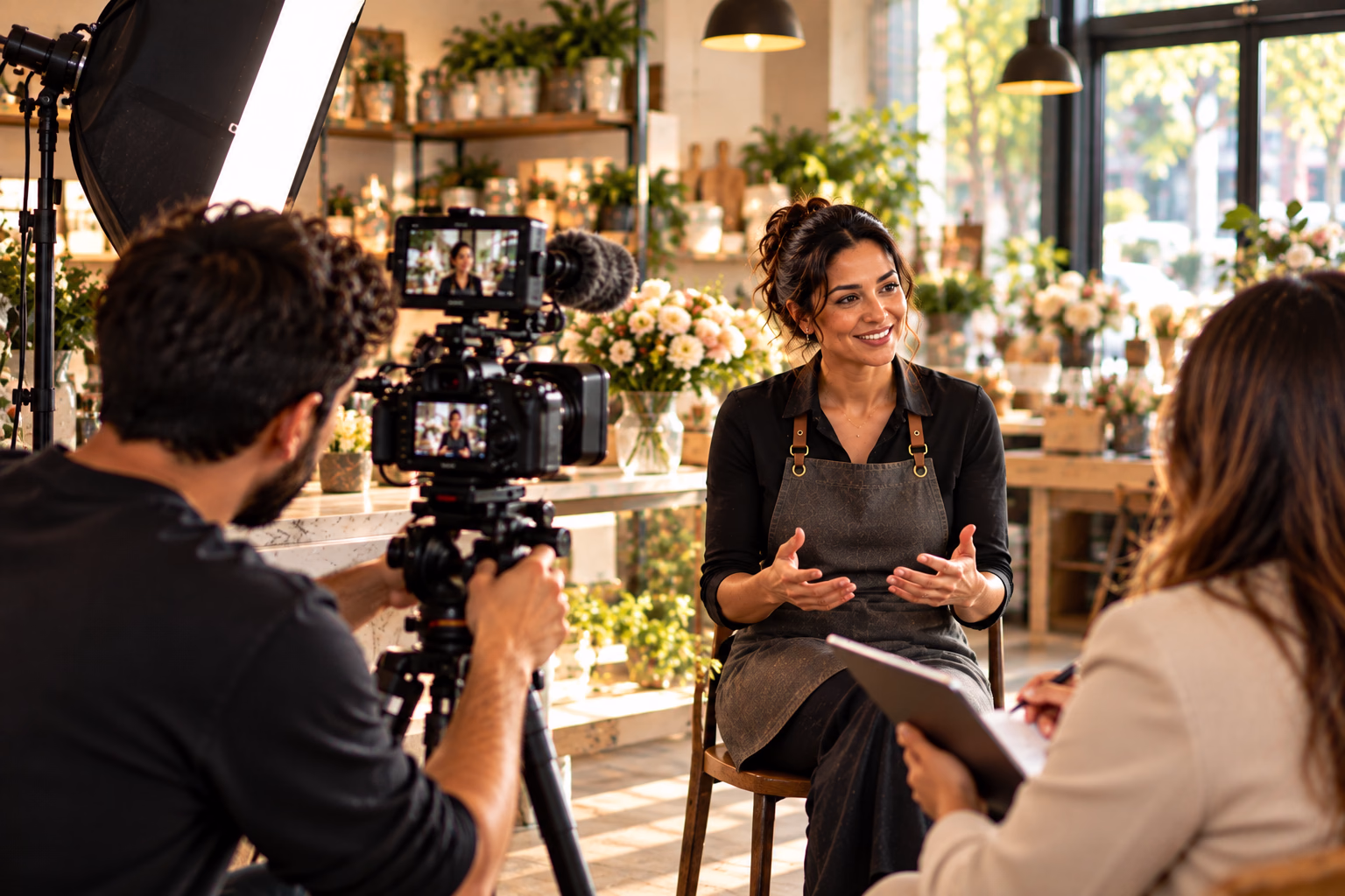 Canadian business founder being filmed during an authentic on-location interview for FIA Story Spotlight