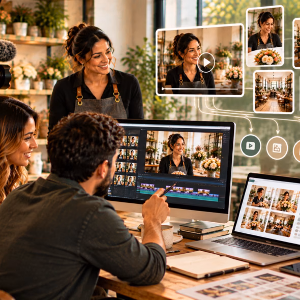 Canadian business founder filming a professional story video and branded social reels for FIA Story Amplify